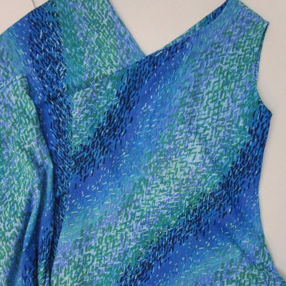 Floaty 70s Maxi Dress One Shoulder Sheer Overlay Poncho Topper - Picture 6 of 12